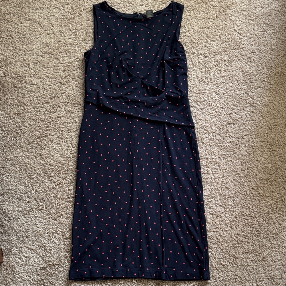 Ann Taylor Black and Red Polka Dot Midi Dress